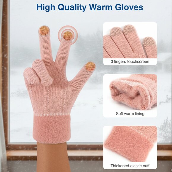 4 Pack Winter Gloves for Women Fleece Lined Touchscreen - Picture 4 of 5